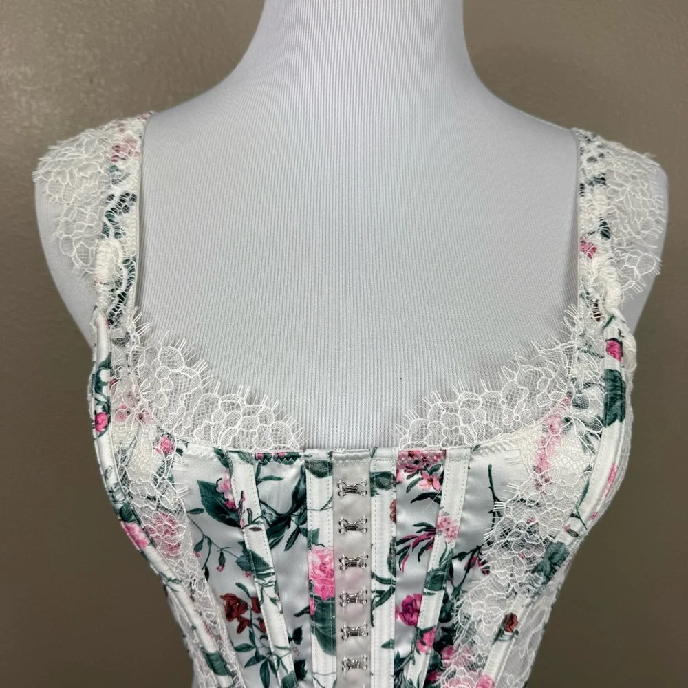 Victoria’s Secret Dream Angels Unlined white pink Floral Corset Top‎ D - Picture 5 of 11